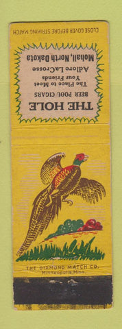 Matchbook Cover - The Hole billiards Mohall ND WEAR pheasant