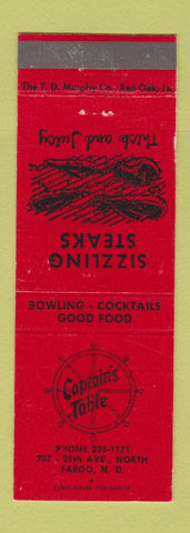 Matchbook Cover - Captain's Table Fargo ND