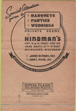 Matchbook Cover - Hindman's Restaurant Milwaukee WI 40 Strike