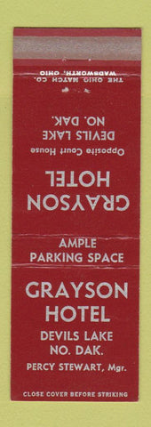 Matchbook Cover - Grayson Hotel Devils Lake ND