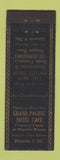 Matchbook Cover - Grand Pacific Hotel Cafe Bismarck ND