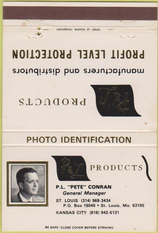 Matchbook Cover - P and L Products St Louis MO credit cards id's 40 Strike