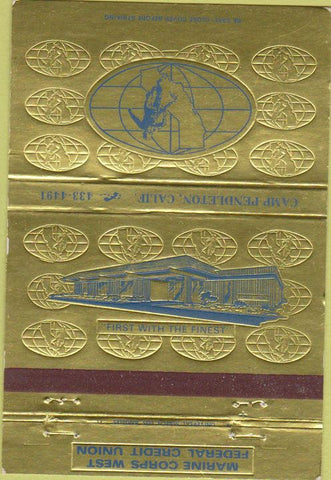 Matchbook Cover - Marine Credit Union Camp Pendleton CA 40 Strike