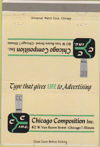 Matchbook Cover - Chicago Composition IL Advertising 40 Strike