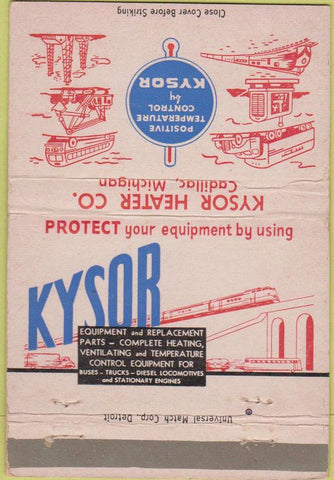 Matchbook Cover - Kysor Temperature Controls Cadillac MI 40 Strike
