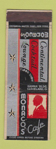 Matchbook Cover - Monaco's Cafe Cleveland OH deco