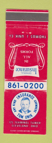 Matchbook Cover - Tom Unik Insurance Cleveland OH