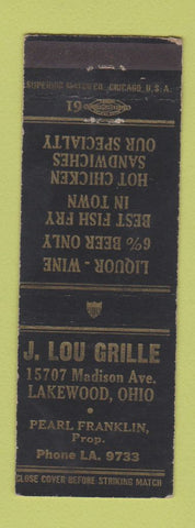 Matchbook Cover - J Lou Grille Lakewood OH