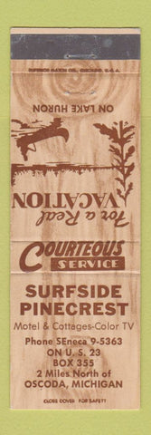Matchbook Cover - Surfside Pinecrest Oscoda MN