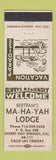 Matchbook Cover - Ma Ha Yah Lodge Desert Hot Springs CA