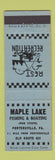 Matchbook Cover - Maple Lake Fishing Boating Portersville PA