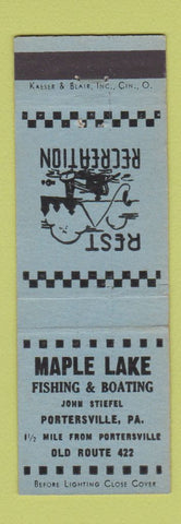Matchbook Cover - Maple Lake Fishing Boating Portersville PA