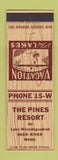 Matchbook Cover - Pines Resort Deer River MN
