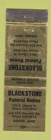 Matchbook Cover - Blackstone Funeral Homes Girard OH WORN