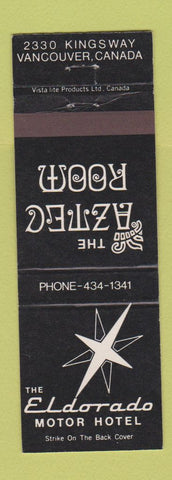 Matchbook Cover - Eldorado Motor Hotel Aztec Room Vancouver BC