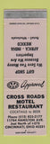Matchbook Cover - Cross Roads Motel Restaurant Cincinnati OH