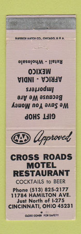 Matchbook Cover - Cross Roads Motel Restaurant Cincinnati OH