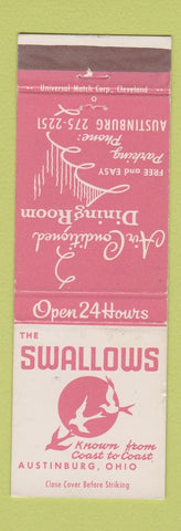 Matchbook Cover - Swallows Austinburg OH restaurant WEAR