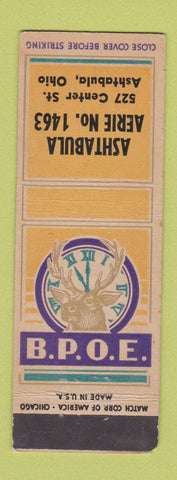 Matchbook Cover - Elks Lodge Ashtabula OH