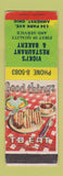 Matchbook Cover - Vicki's Restaurant Bakery Amherst OH