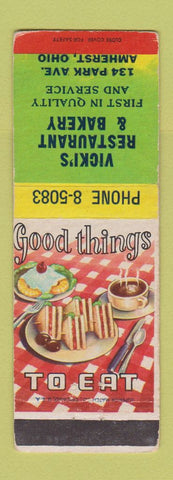 Matchbook Cover - Vicki's Restaurant Bakery Amherst OH