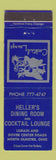 Matchbook Cover - Heller's Dining Room North Olmsted OH