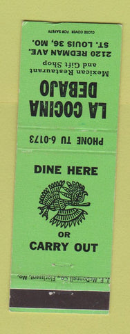 Matchbook Cover - La Cocina Debajo Mexican Restaurant St Louis MO