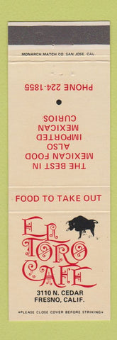 Matchbook Cover - El Toro Cafe Fresno CA