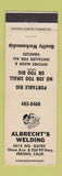 Matchbook Cover - Albrecht's Welding Fresno CA