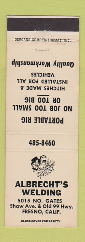 Matchbook Cover - Albrecht's Welding Fresno CA