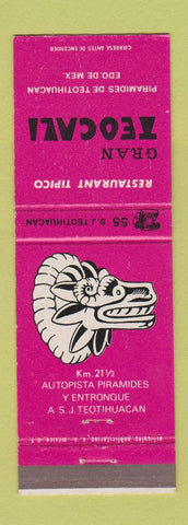 Matchbook Cover - Gran Teocali Restaurant Piramides De Teotihuacan Mexico