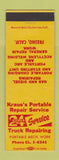 Matchbook Cover - Kraus's Portable Repair Truck Fresno CA