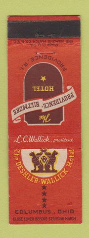 Matchbook Cover - Deshler Wallick Hotel Columbus OH Providence Biltmore RI