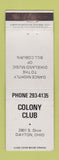 Matchbook Cover - Colony Club Dayton OH Bill Coburn Dixieland