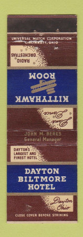Matchbook Cover - Dayton Biltmore Hotel Dayton OH Kittyhawk Room