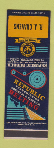 Matchbook Cover - Republic Belting Rubber Youngstown OH