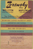 Matchbook Cover - Zorensky Wellston Maplewood ST Louis MO Stetson 40 Strike
