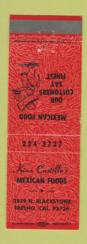 Matchbook Cover - Kino Castillo's Mexican Restaurant Fresno CA ORANGE
