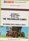 Matchbook Cover - Kubota Tractors Alburtis PA WEAR 40 Strike