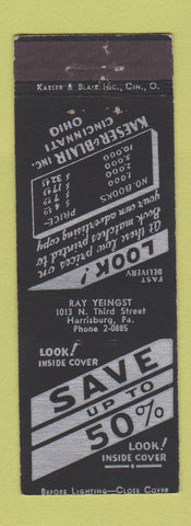 Matchbook Cover - Kaeser & Blair Matchbooks Cincinnati OH