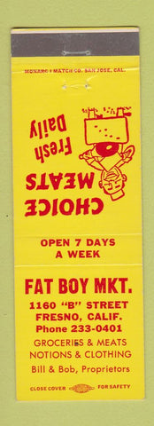 Matchbook Cover - Fat Boy Market Grocery Meat Fresno CA
