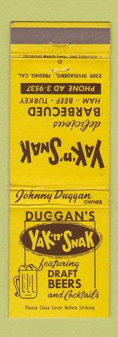 Matchbook Cover - Yak n Snak BBQ Fresno CA EWAR