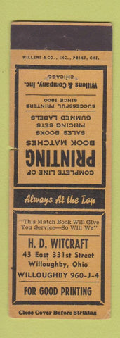 Matchbook Cover - HD Witcraft Matchbook Printing Willoughby OH