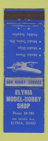 Matchbook Cover - Elyria Model Hobby Shop planes Elyria OH MERCHANTS BLUE WEAR