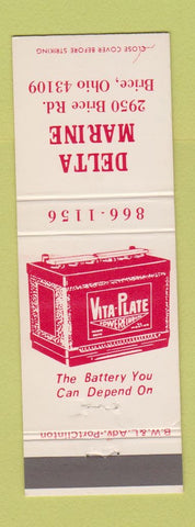 Matchbook Cover - Delta Marine Brice OH Vita Plate Battery