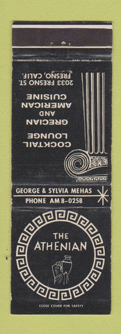 Matchbook Cover - The Athenian Fresno CA Greek