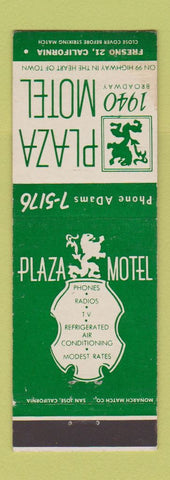Matchbook Cover - Plaza Motel Fresno CA