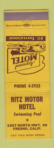 Matchbook Cover - Ritz Motor Hotel Fresno CA WEAR