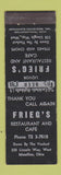 Matchbook Cover - Frieg's Restaurant Cafe Massillon OH MERCHANTS