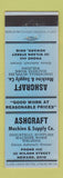 Matchbook Cover - Ashcraft Machine Supply Newark OH